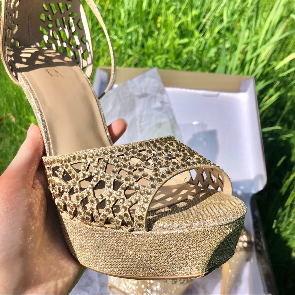 Gold Rhinestone Heels - Picture 2 of 6